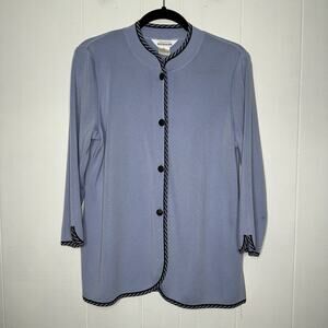 Exclusively Misook Women’s Button Cardigan Knit Sweater Blue Size Small